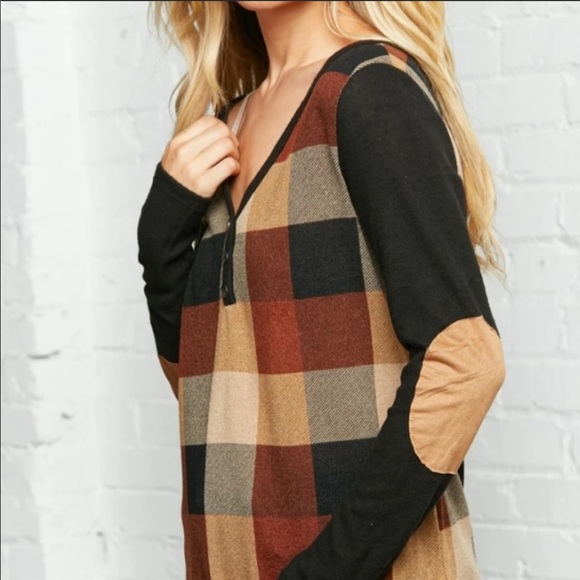 Sharp❤️🤎sassy rust+burgundy+black top elbow patch - Picture 5 of 6